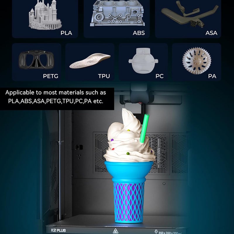 KOYOFEI مجموعة لوحة بناء PEI ذات الملمس من Creality K2 Plus، منصة فولاذية ربيع PEI مقاومة للحرارة والتآكل مع تصميم فوهة مسح ل K2 Plus 370x370mm - Image 5
